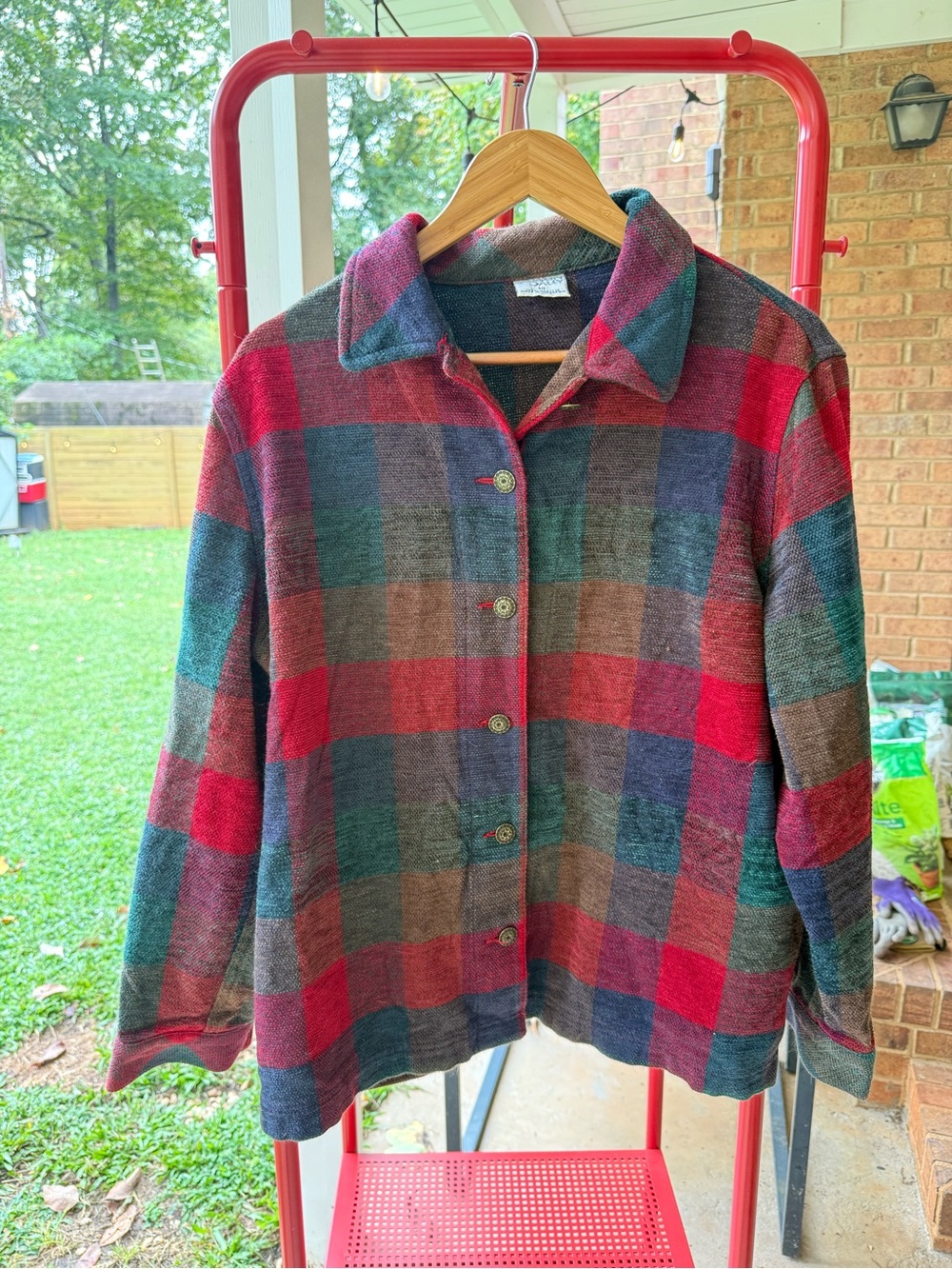 Allison Daley Red Multi Plaid Button-Front Jacket